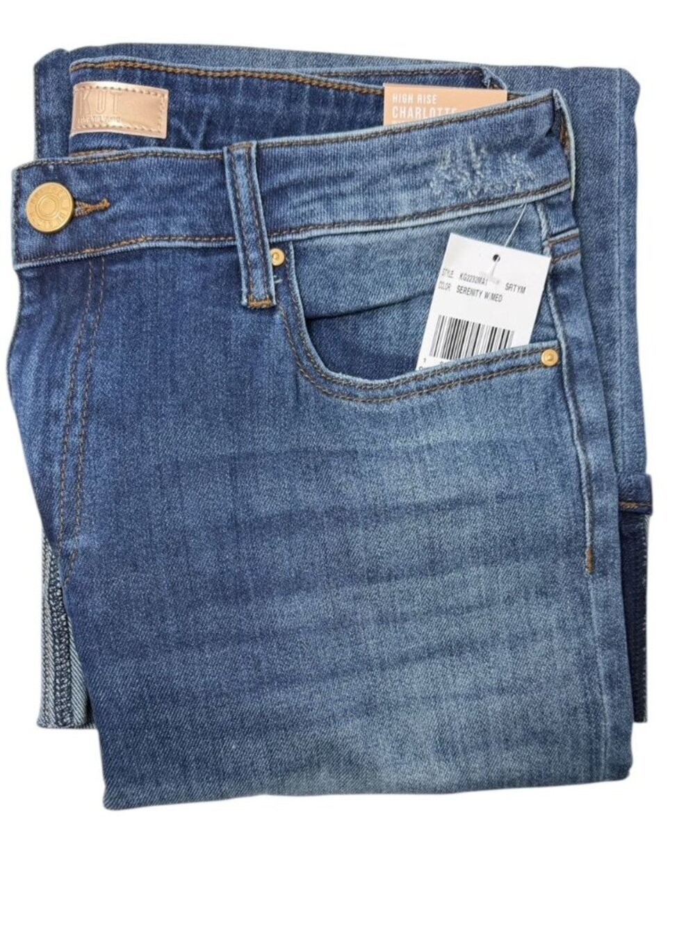Kut From The Kloth Womens High Rise Wide Leg Crop Roll Up Cuffs Jeans Sz 12 New - Picture 4 of 9